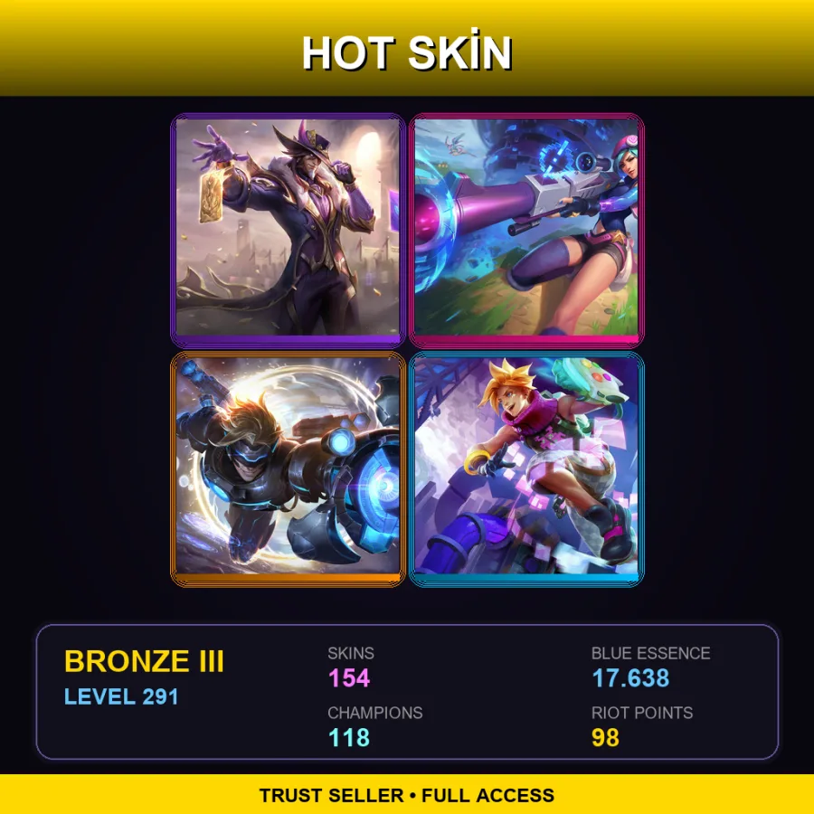EUNE | Lv291 | Bronze III | 154 Skin | 118 Champ