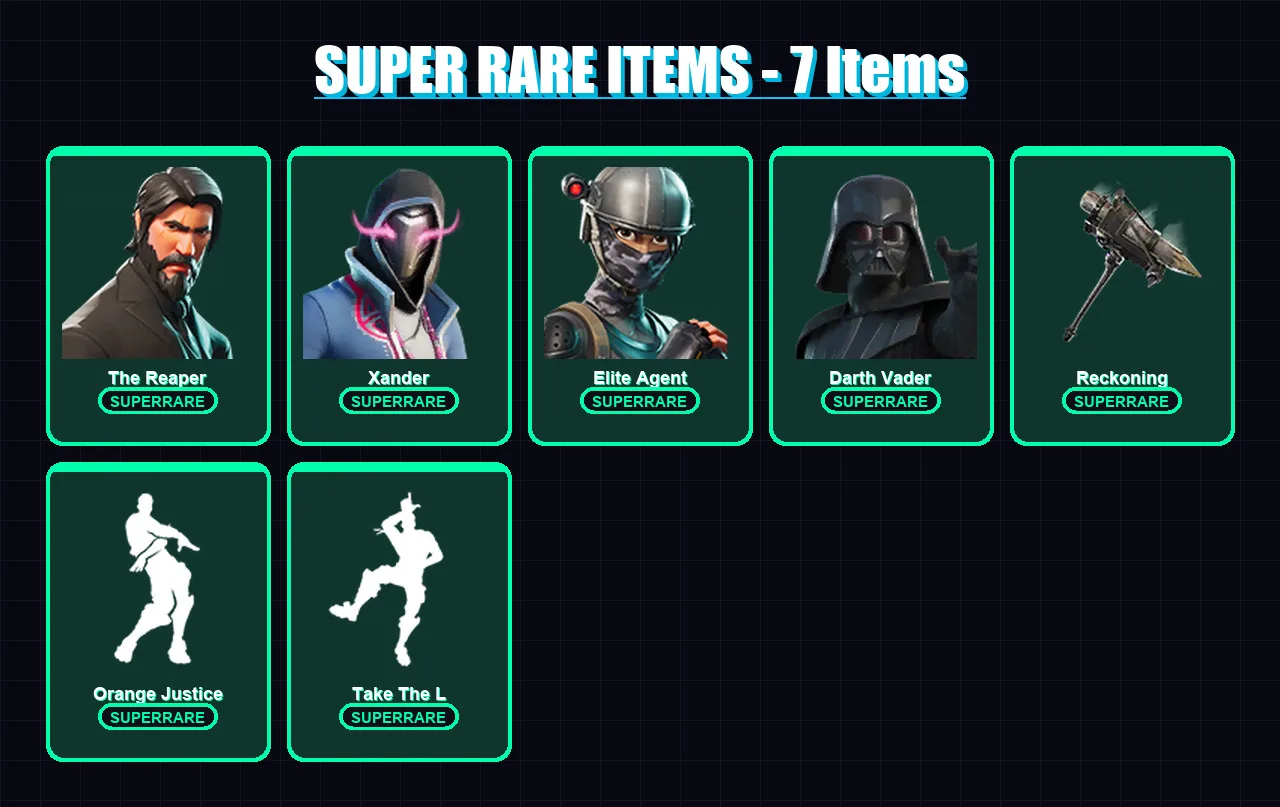 [PS4/PS5/XBOX/PC] | The Reaper | Xander | Elite Agent | Darth Vader | Carbide | 55 skin | 65 pickaxe | 56 emote | 61 glider | Lv900