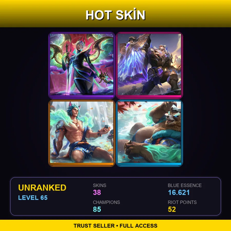 NA | Lv65 | Unranked | 38 Skin | 85 Champ — LoL account