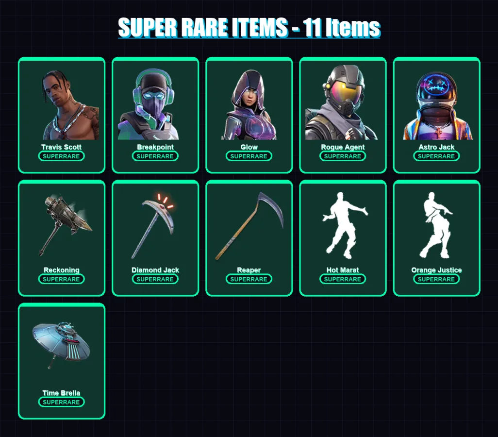 [PC/PSN] | Travis Scott | Breakpoint | Glow | Rogue Agent | Astro Jack | 171 skin | 163 pickaxe | 181 emote | 159 glider | Lv2383 — Fortnite account