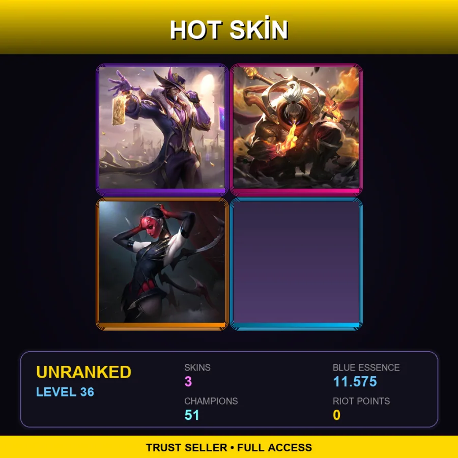EUW | Lv36 | Unranked | 3 Skin | 51 Champ — Unranked / Smurf League of Legends