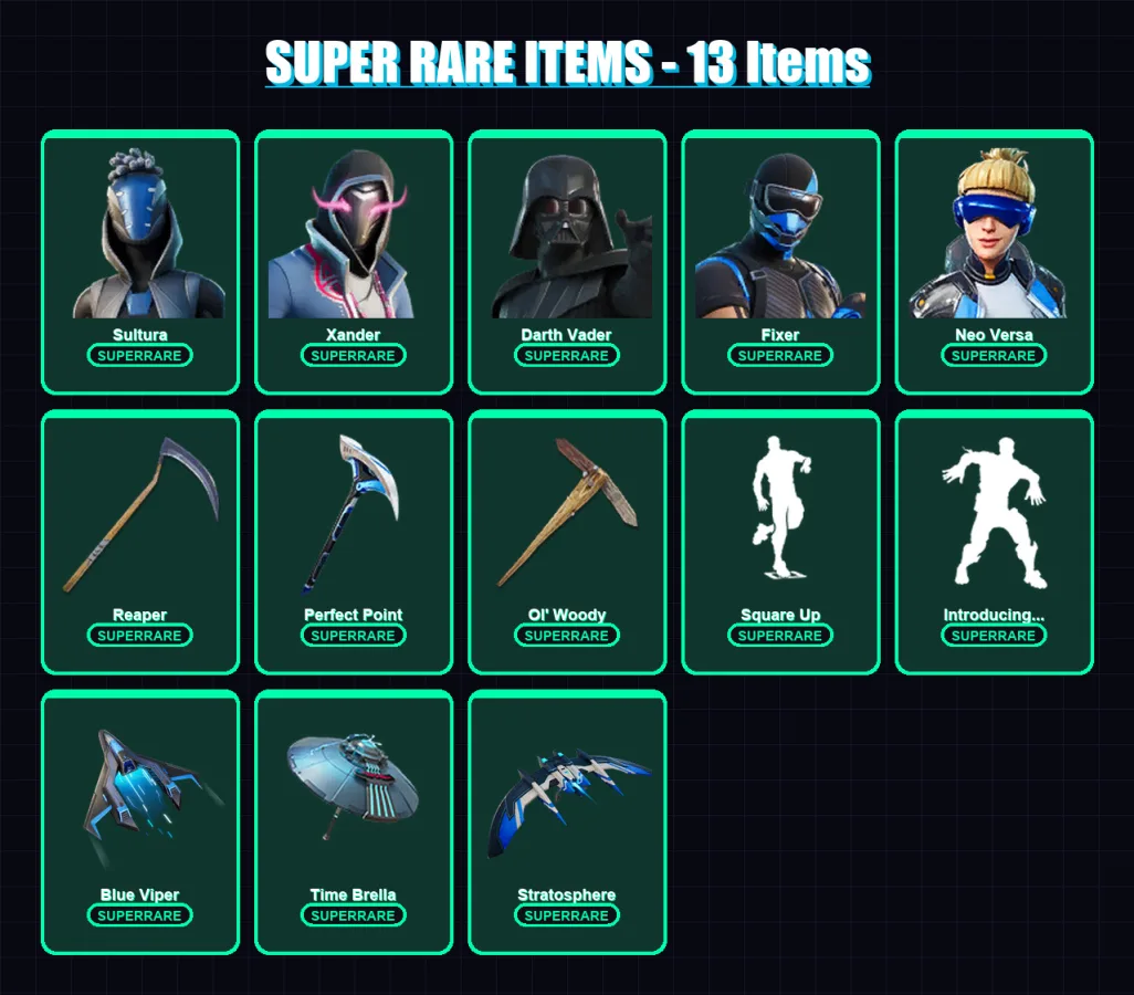 [PC/XBOX/PSN] | Sultura | Xander | Darth Vader | Fixer | Neo Versa | 199 skin | 243 pickaxe | 162 emote | 188 glider | Lv3382