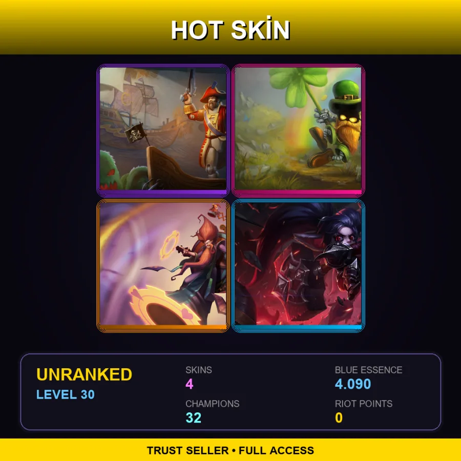 EUW | Lv30 | Unranked | 4 Skin | 32 Champ
