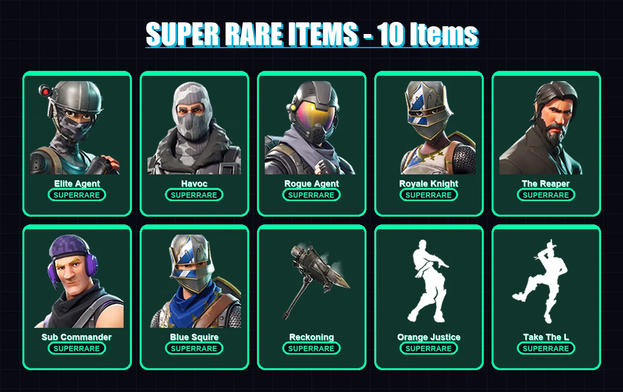 [PS4/PS5/PC] | Elite Agent | Havoc | Rogue Agent | Royale Knight | The Reaper | 45 skin | 32 pickaxe | 41 emote | 36 glider | Lv600