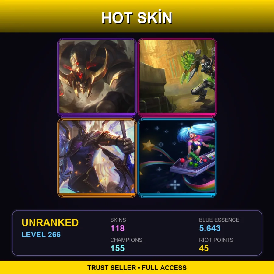 LAS | Conqueror Alistar | Hextech Singed | Victorious Aatrox | Arcade Sona | 118 Skin | 155 Champ | Lv266
