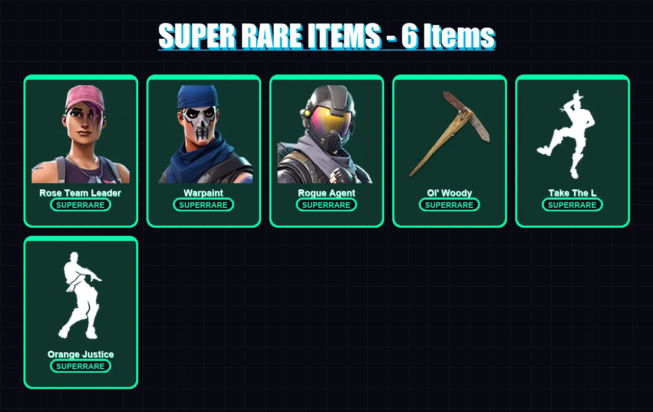 [PC/XBOX/PSN] | Rose Team Leader | Warpaint | Rogue Agent | Carbide | Dark Voyager | 15 skin | 16 pickaxe | 17 emote | 17 glider | Lv177