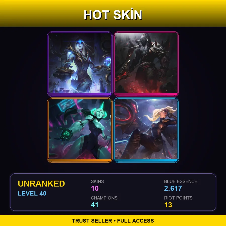 LAS | Lv40 | Unranked | 10 Skin | 41 Champ — LoL account