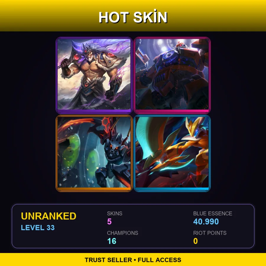 TR | Lv33 | Unranked | 5 Skin | 16 Champ