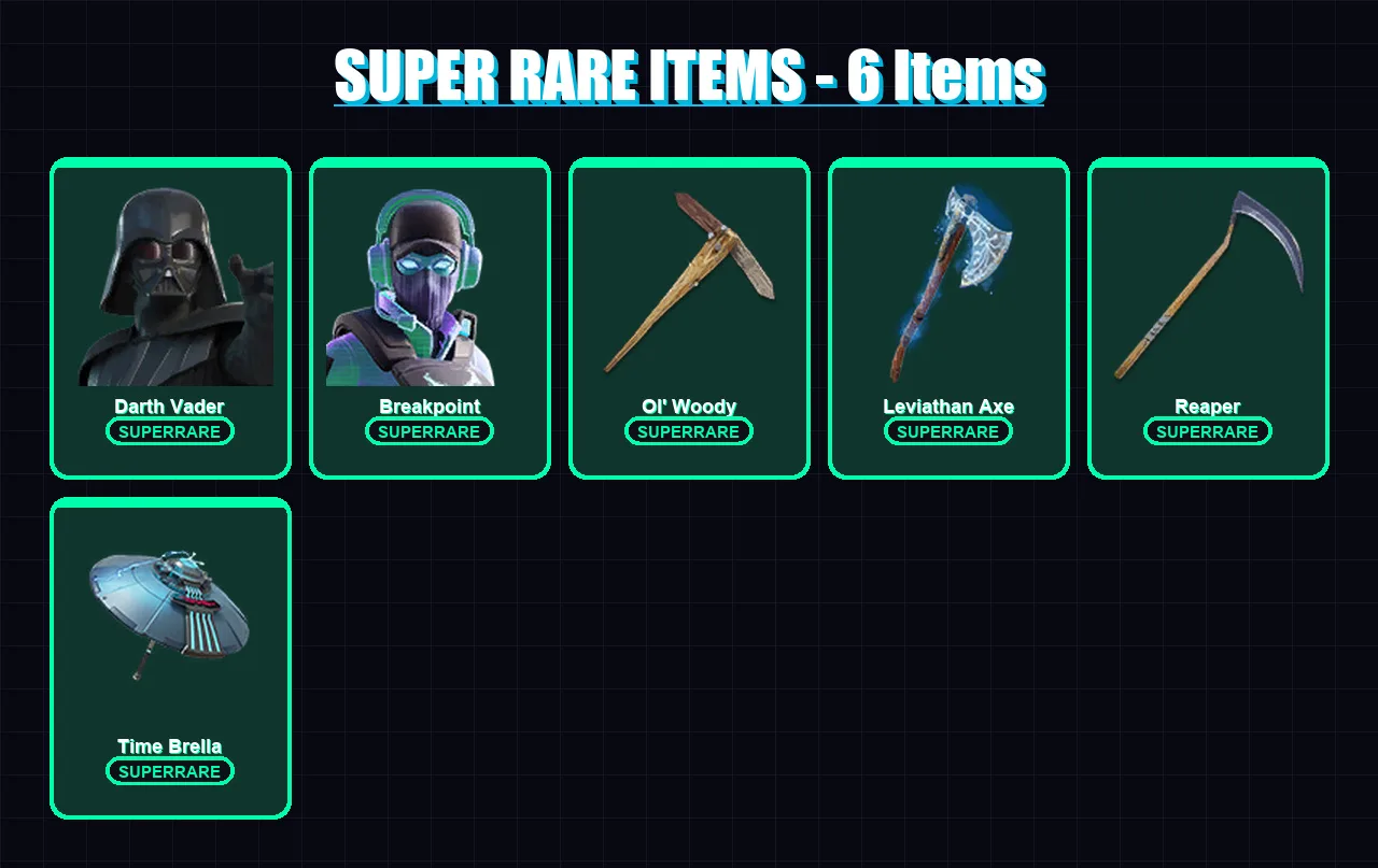 [PC/XBOX] | Darth Vader | Breakpoint | Ultima Knight | Spire Assassin | The Imagined | 247 skin | 261 pickaxe | 181 emote | 213 glider | Lv4207