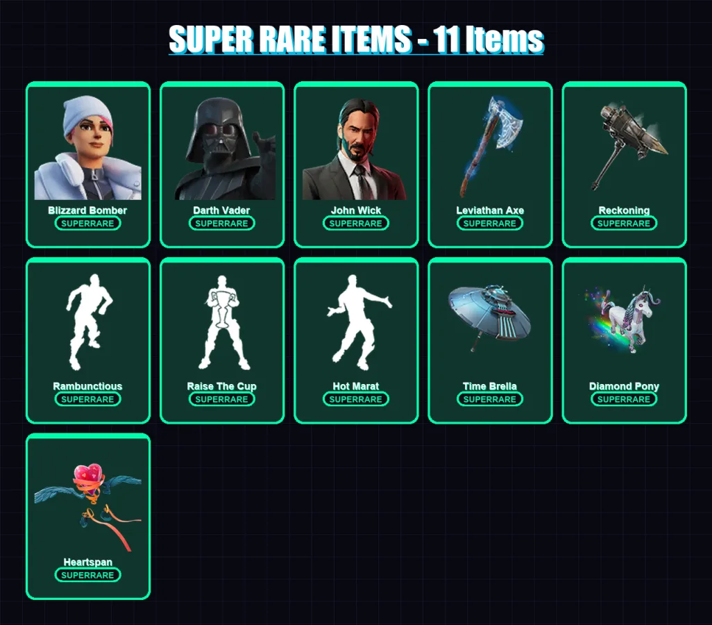 [PC] | Blizzard Bomber | Darth Vader | John Wick | Blackheart | The Cube Queen | 337 skin | 271 pickaxe | 263 emote | 185 glider | Lv3563