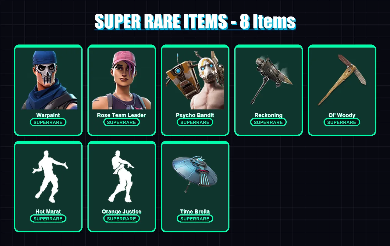 [PC/PSN] | Warpaint | Rose Team Leader | Psycho Bandit | Catalyst | Hybrid | 154 skin | 168 pickaxe | 155 emote | 147 glider | Lv1924