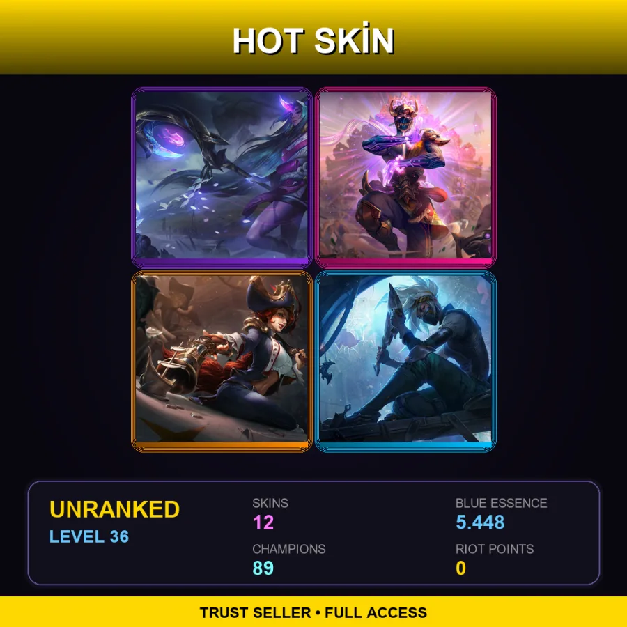 TR | Lv36 | Unranked | 12 Skin | 89 Champ