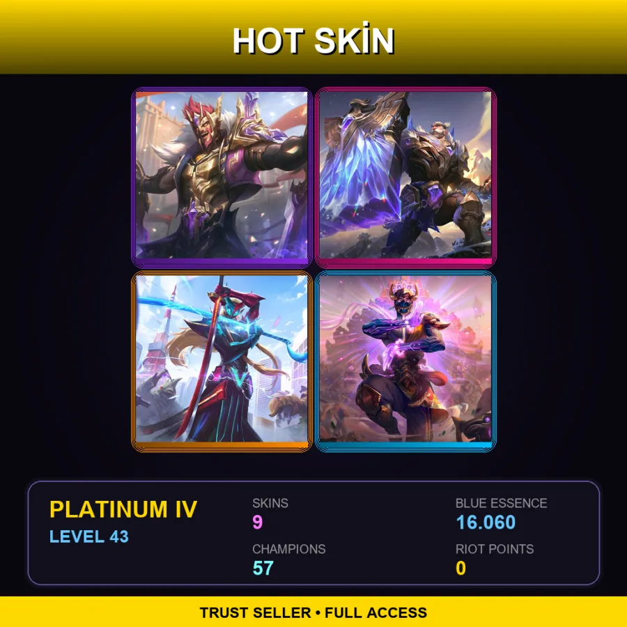 EUNE | Lv43 | Platinum IV | 9 Skin | 57 Champ