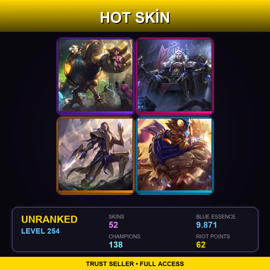 SG | Lv254 | Unranked | 52 Skin | 138 Champ