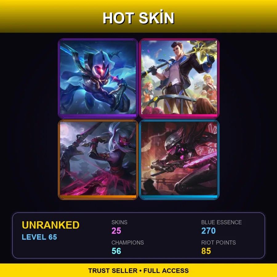 EUNE | Lv65 | Unranked | 25 Skin | 56 Champ — LoL account