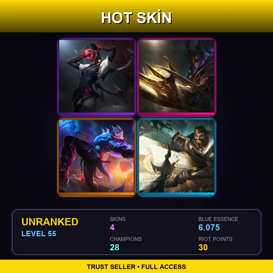 EUW | Masque of the Black Rose Elise | Galaxy Slayer Zed | La Ilusión Draven | Sentinel Graves | 4 Skin | 28 Champ | Lv55