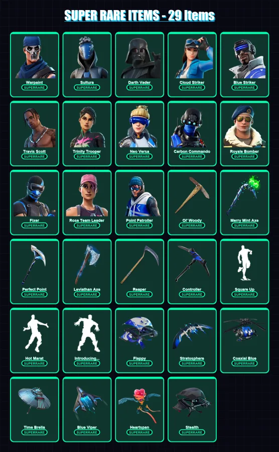 [PS4/PS5/XBOX/PC] | Warpaint | Sultura | Darth Vader | Cloud Striker | Blue Striker | 380 skin | 347 pickaxe | 329 emote | 251 glider | Lv4882