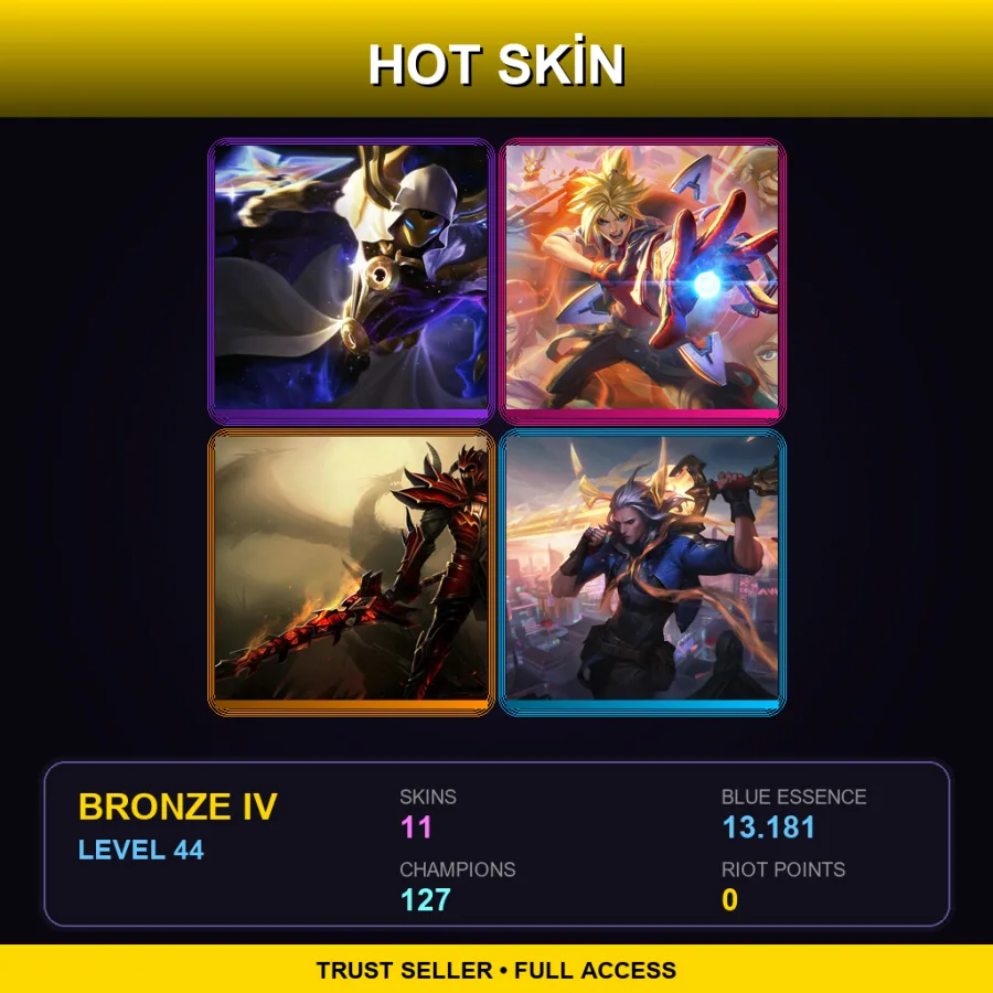 VN | Lv44 | Bronze IV | 11 Skin | 127 Champ — LoL account