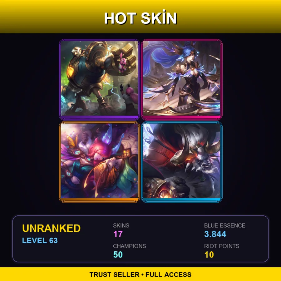 ME | Victorious Blitzcrank | Victorious Sona | Elderwood Rakan | Lunar Beast Alistar | 17 Skin | 50 Champ | Lv63