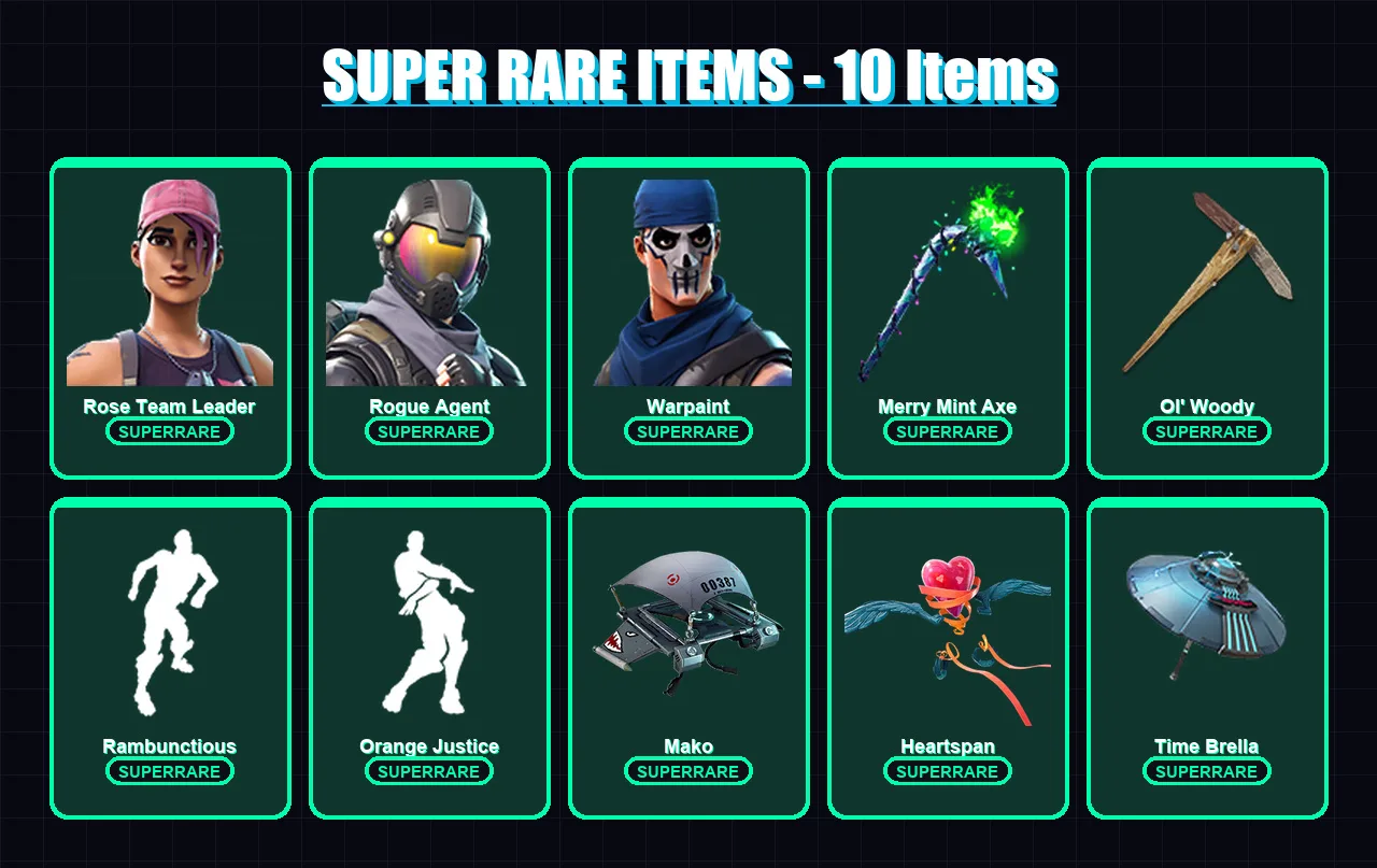 [PS4/PS5/XBOX/PC] | Rose Team Leader | Rogue Agent | Warpaint | Frozen Raven | Drift | 36 skin | 51 pickaxe | 77 emote | 60 glider | Lv965