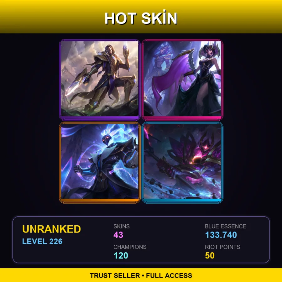LAS | Victorious Lucian | Victorious Morgana | Pulsefire Thresh | Dark Star Mordekaiser | 43 Skin | 120 Champ | Lv226