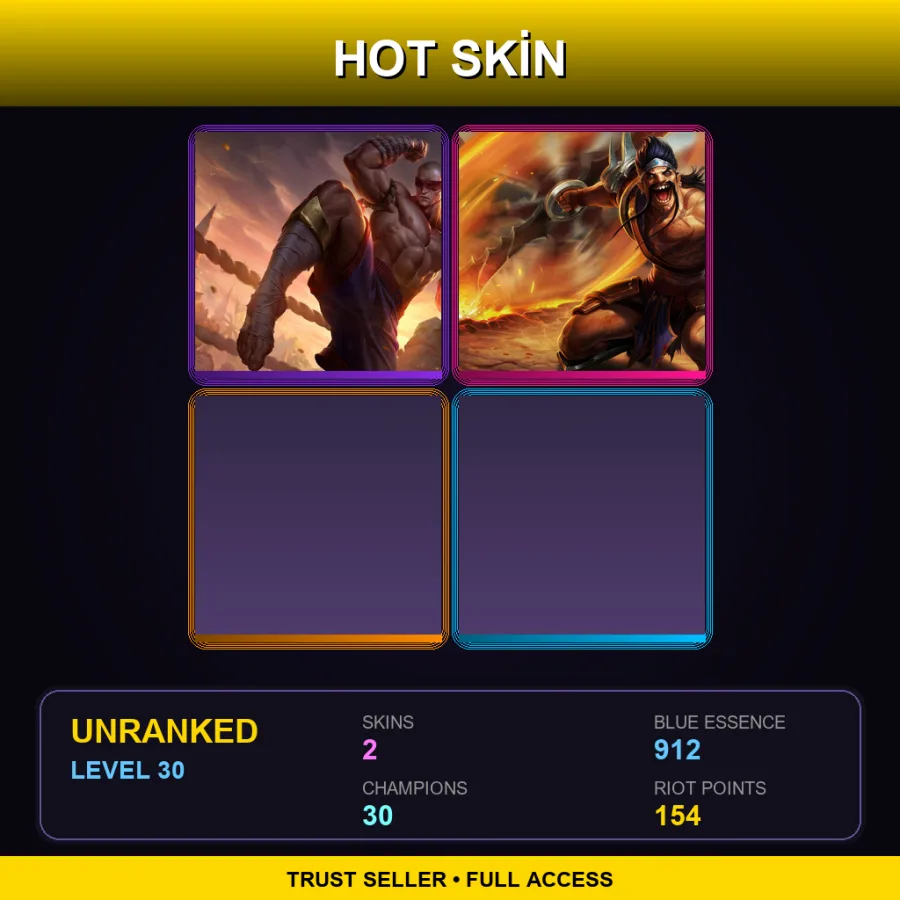 EUW | Lv30 | Unranked | 2 Skin | 30 Champ