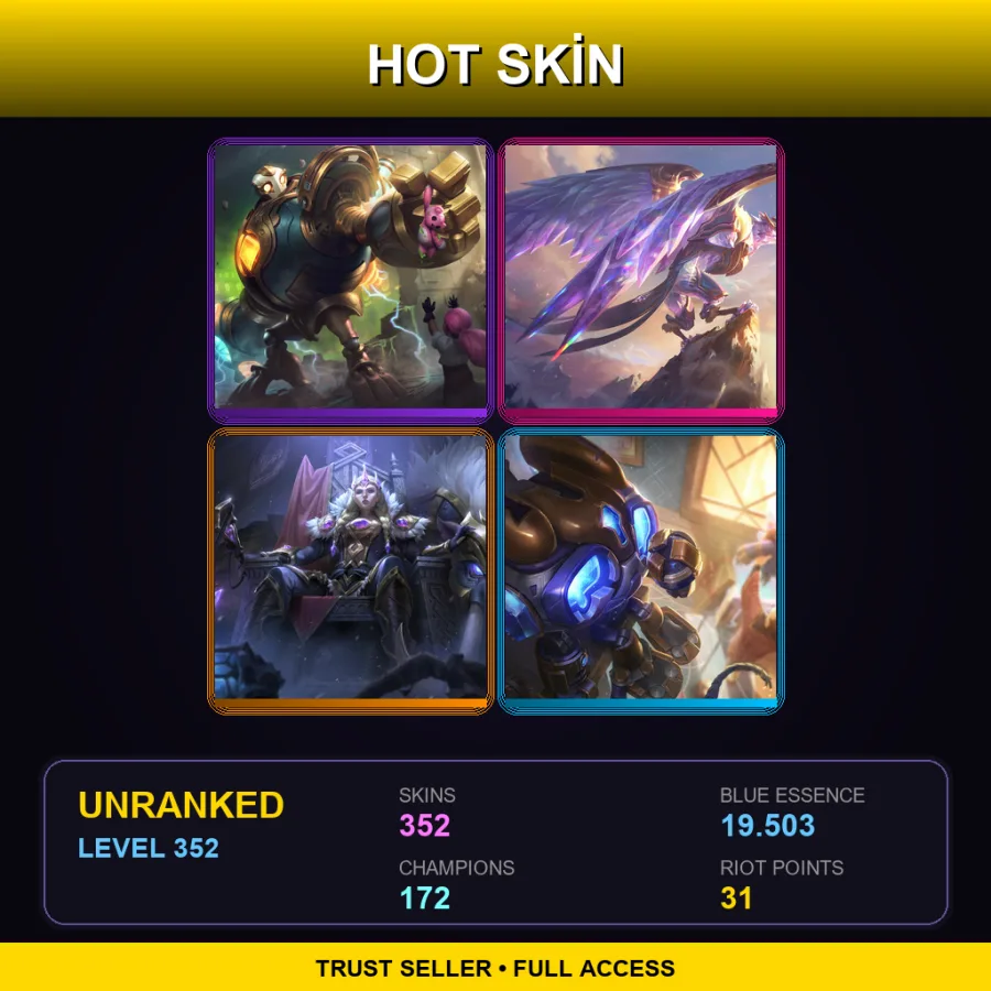 SG | Lv352 | Unranked | 352 Skin | 172 Champ