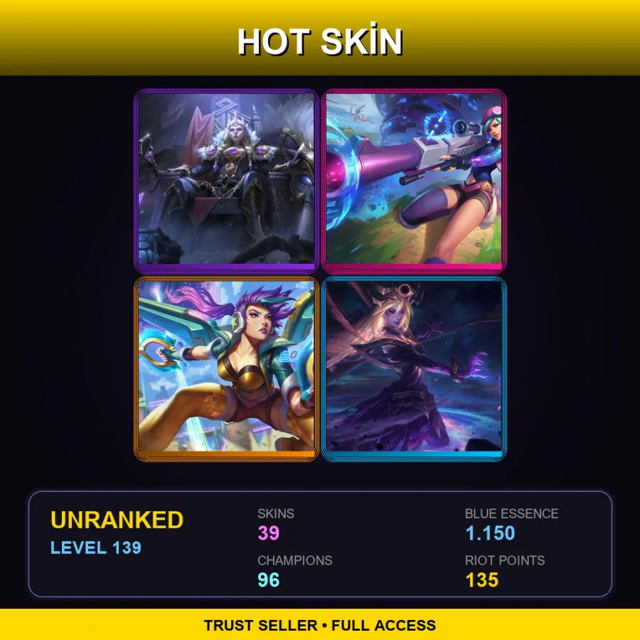 EUW | Lv139 | Unranked | 39 Skin | 96 Champ