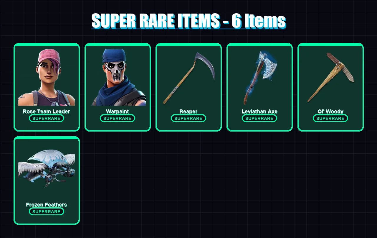 [PC/XBOX/PSN] | Rose Team Leader | Warpaint | Mandalorian | Hybrid | Raven | 118 skin | 128 pickaxe | 169 emote | 95 glider | Lv1535