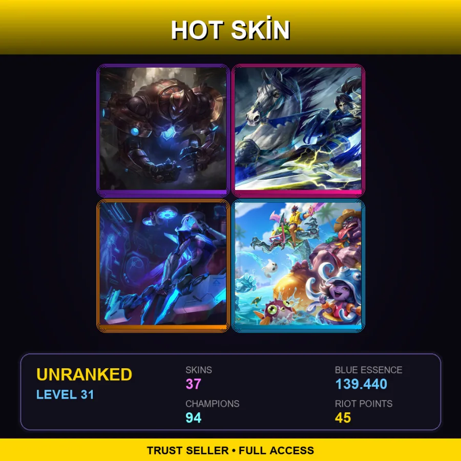 NA | Lv31 | Unranked | 37 Skin | 94 Champ