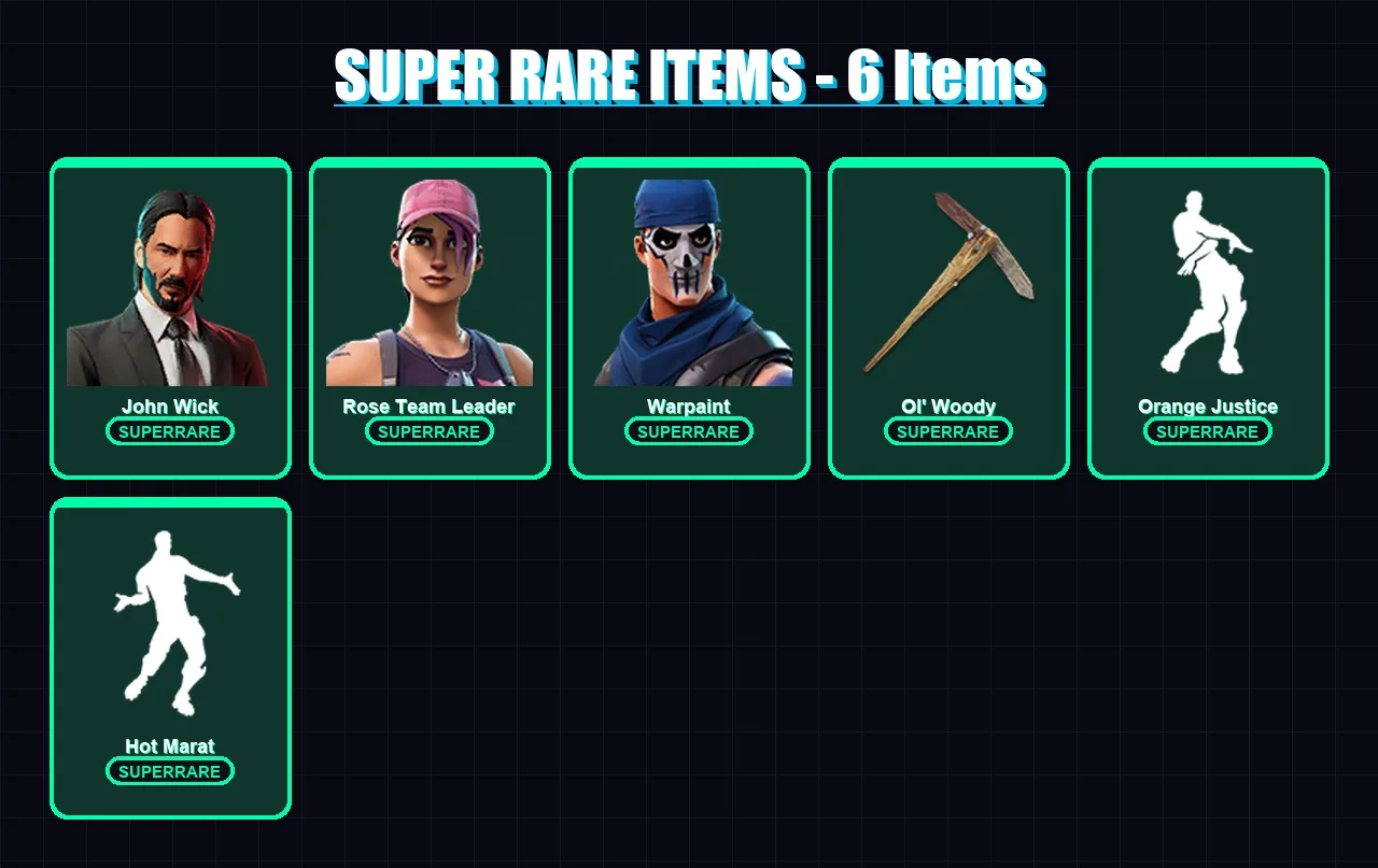 [PC/PSN] | John Wick | Rose Team Leader | Warpaint | Valor | Deadpool | 154 skin | 198 pickaxe | 140 emote | 137 glider | Lv1614