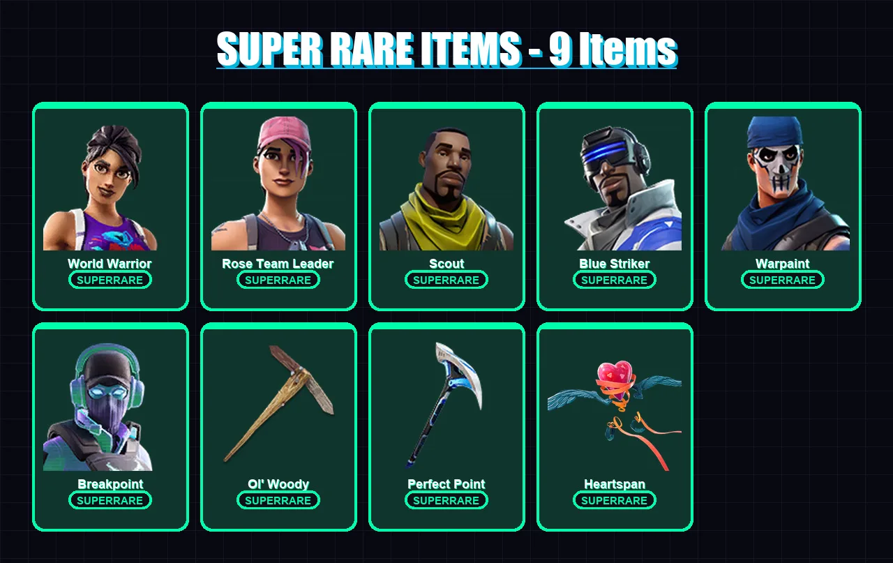 [PC/XBOX] | World Warrior | Rose Team Leader | Scout | Blue Striker | Warpaint | 102 skin | 137 pickaxe | 134 emote | 119 glider | Lv1862 — Fortnite account