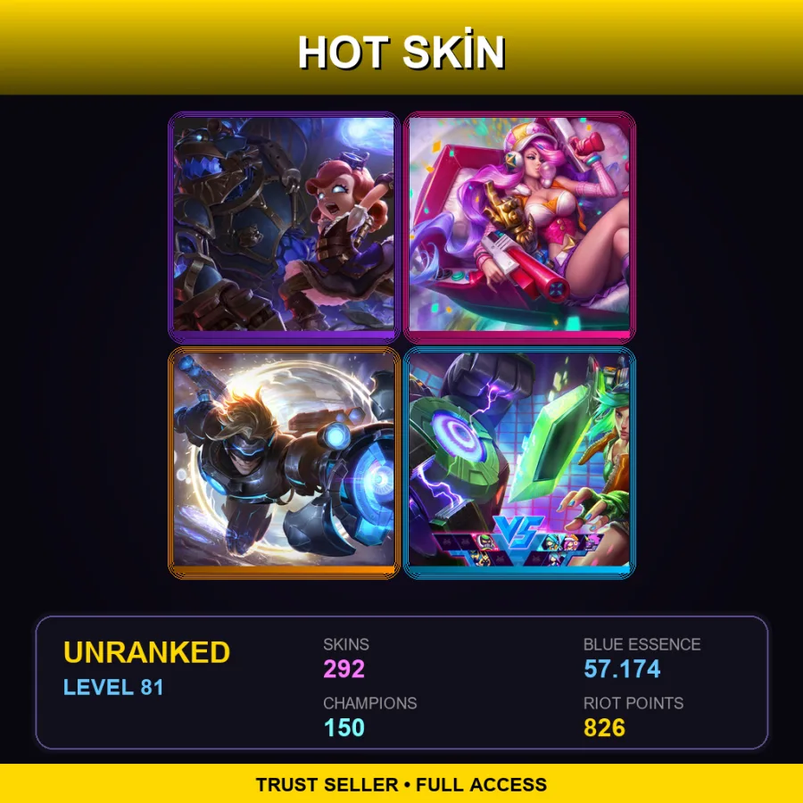 NA | Lv81 | Unranked | 292 Skin | 150 Champ
