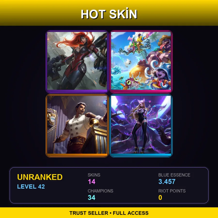 VN | Lv42 | Unranked | 14 Skin | 34 Champ