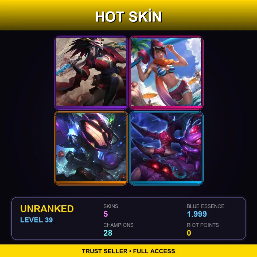 EUW | Lv39 | Unranked | 5 Skin | 28 Champ