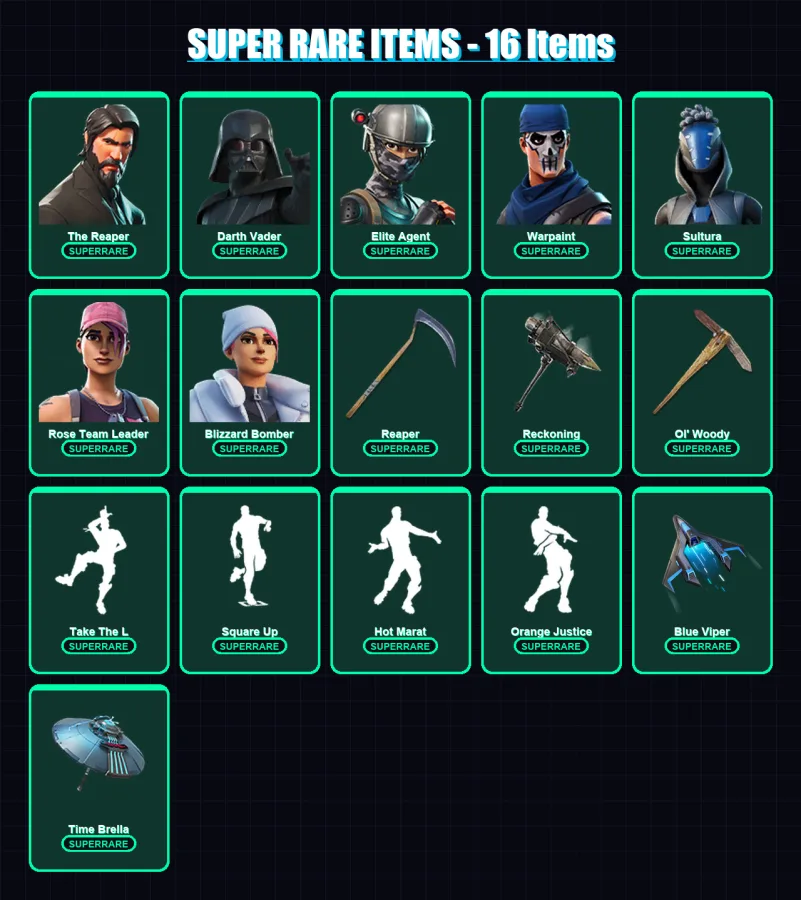 [PC] | The Reaper | Darth Vader | Elite Agent | Warpaint | Sultura | 289 skin | 293 pickaxe | 219 emote | 225 glider | Lv2518