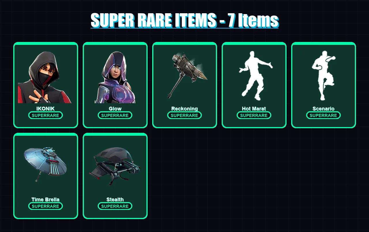 [PC] | IKONIK | Glow | The Origin | Ruin | Blackheart | 87 skin | 111 pickaxe | 111 emote | 111 glider | Lv1405