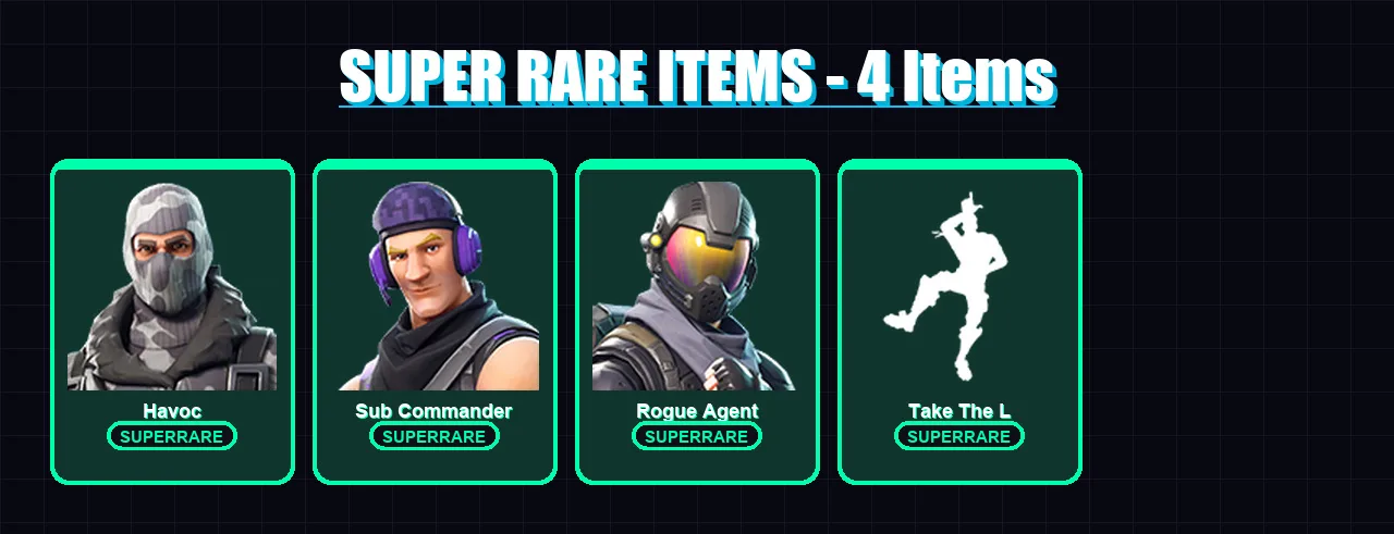 [PC/XBOX/PSN] | Havoc | Sub Commander | Rogue Agent | Dark Vanguard | Dark Voyager | 8 skin | 7 pickaxe | 8 emote | 14 glider | Lv175
