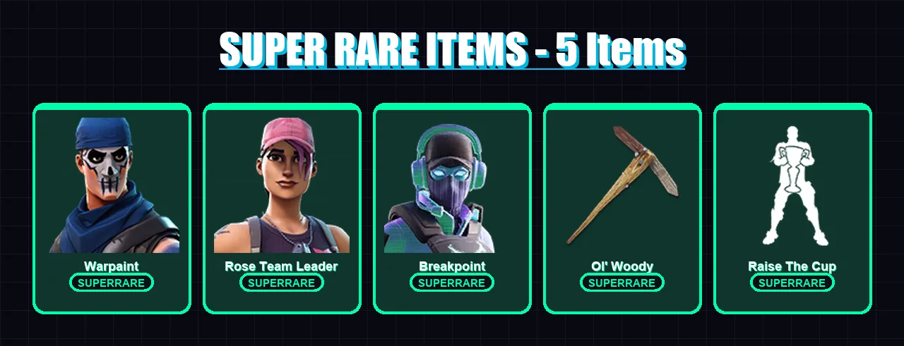 [PS4/PS5/XBOX/PC] | Warpaint | Rose Team Leader | Breakpoint | Kymera | Ultima Knight | 43 skin | 48 pickaxe | 62 emote | 58 glider | Lv823