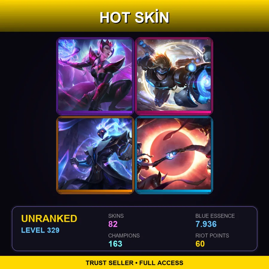 LAN | Lv329 | Unranked | 82 Skin | 163 Champ — LoL account