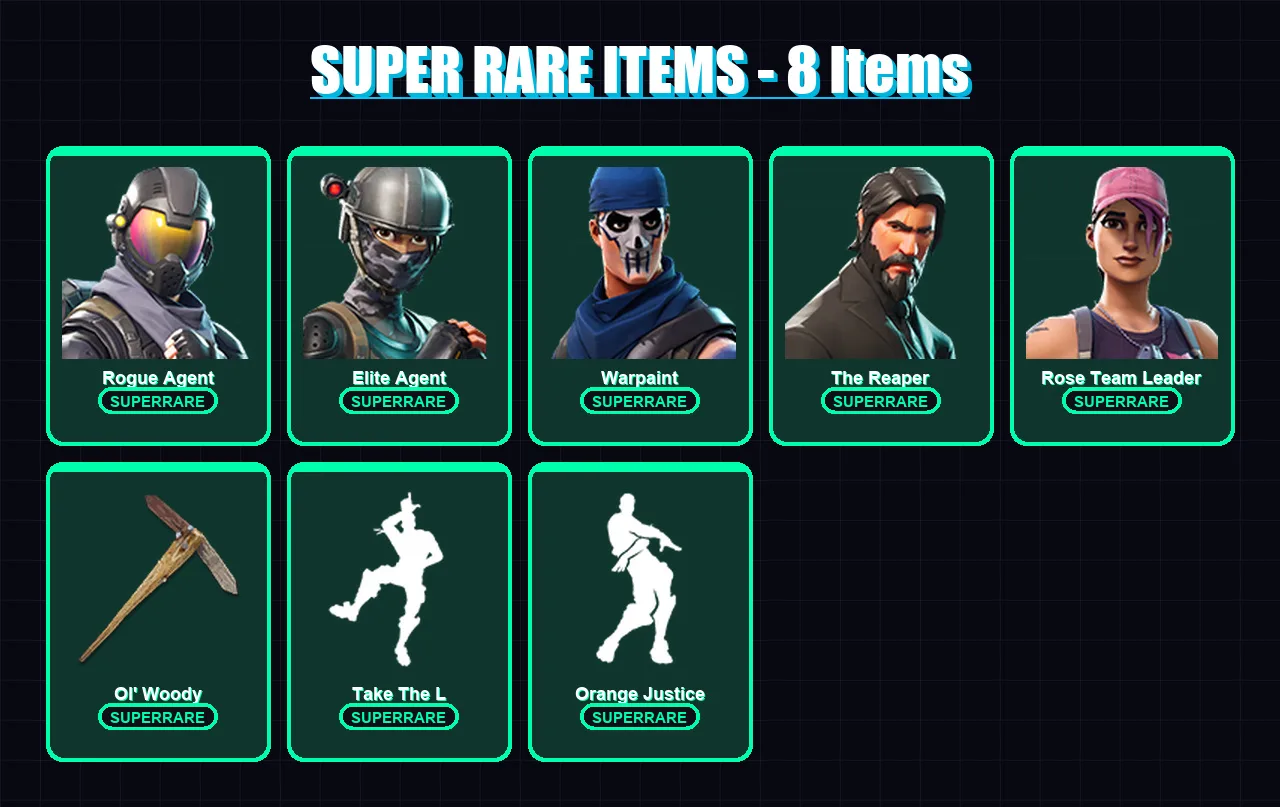 [PC/XBOX/PSN] | Rogue Agent | Elite Agent | Warpaint | The Reaper | Rose Team Leader | 21 skin | 18 pickaxe | 19 emote | 17 glider | Lv201 — Fortnite account
