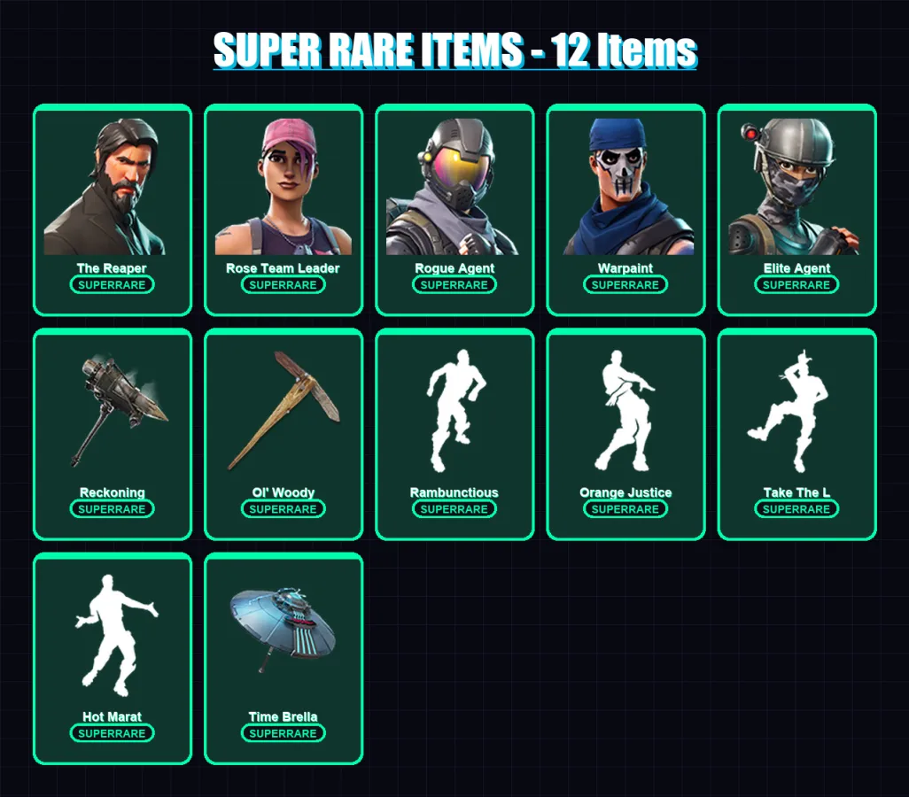[PC/PSN] | The Reaper | Rose Team Leader | Rogue Agent | Warpaint | Elite Agent | 94 skin | 95 pickaxe | 95 emote | 98 glider | Lv1421