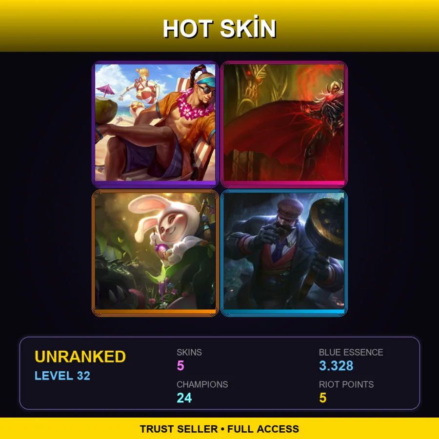 EUNE | Lv32 | Unranked | 5 Skin | 24 Champ