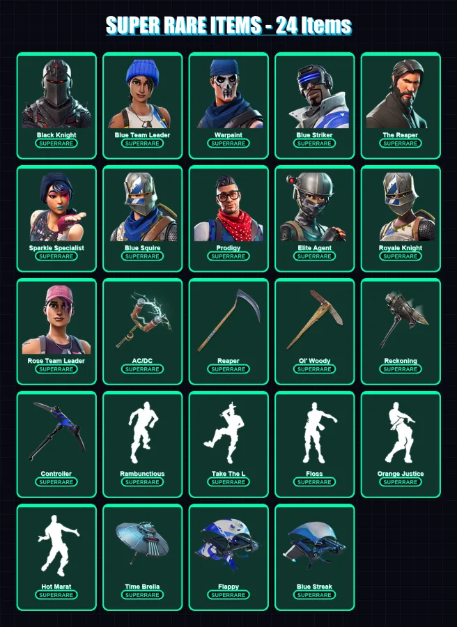 [PC/XBOX/PSN] | Black Knight | Blue Team Leader | Warpaint | Blue Striker | The Reaper | 97 skin | 79 pickaxe | 102 emote | 83 glider | Lv1081