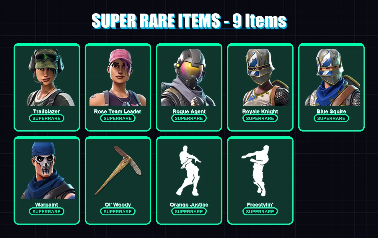 [PC/PSN] | Trailblazer | Rose Team Leader | Rogue Agent | Royale Knight | Blue Squire | 26 skin | 26 pickaxe | 23 emote | 30 glider | Lv342 — Fortnite account
