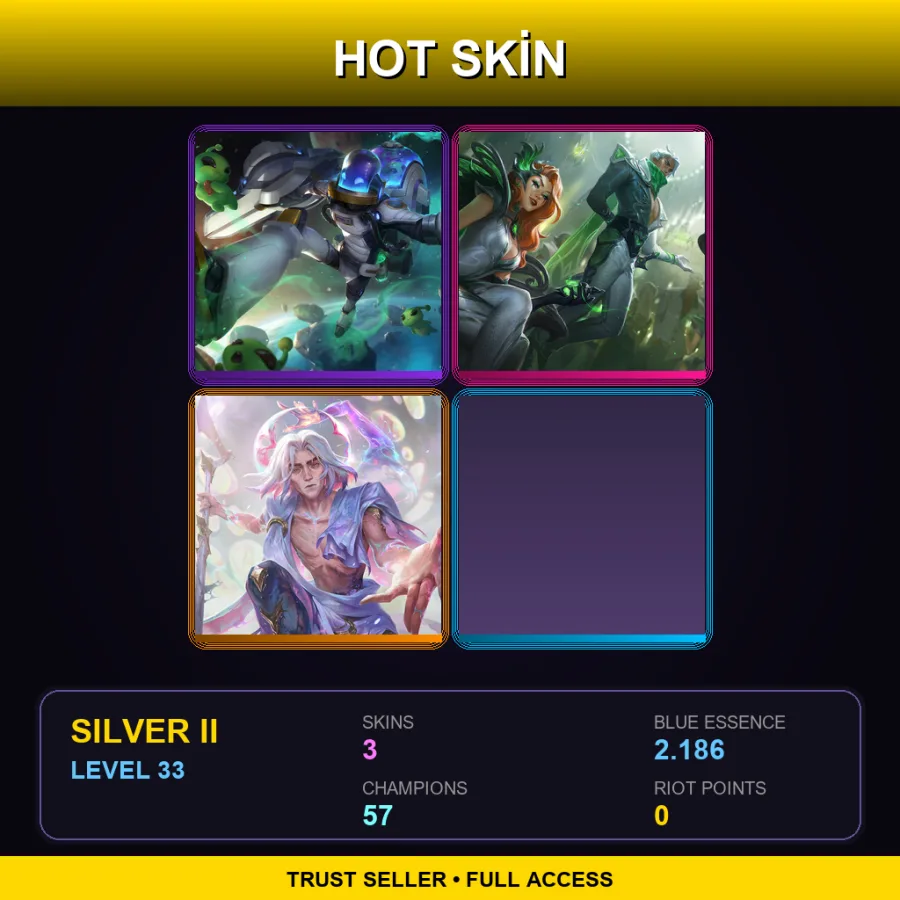 TR | Lv33 | Silver II | 3 Skin | 57 Champ — LoL account