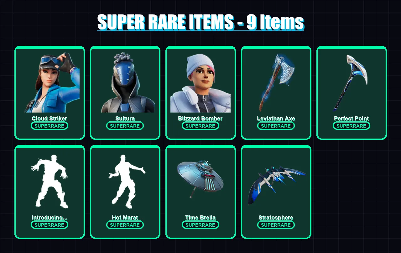 [PS4/PS5/XBOX/PC] | Cloud Striker | Sultura | Blizzard Bomber | Peter Griffin | Hades | 125 skin | 140 pickaxe | 123 emote | 110 glider | Lv1869