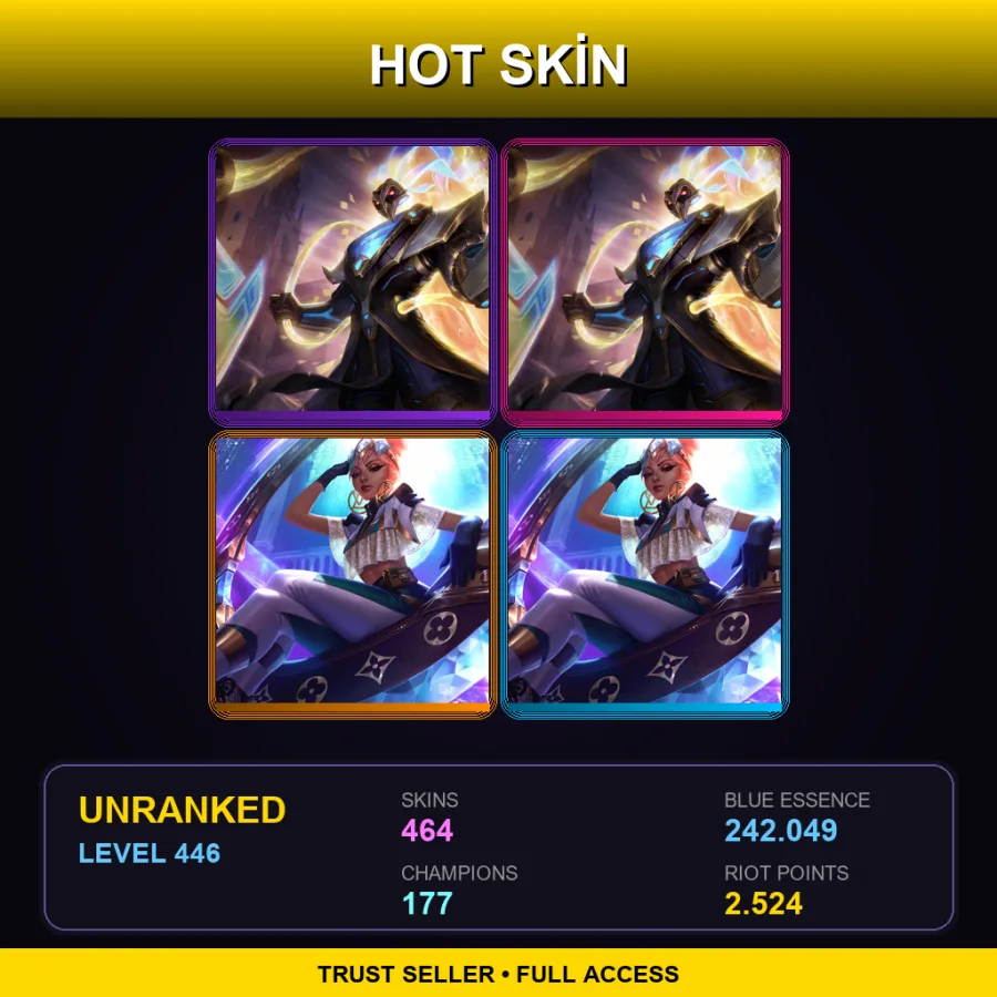 NA | Lv446 | Unranked | 464 Skin | 177 Champ