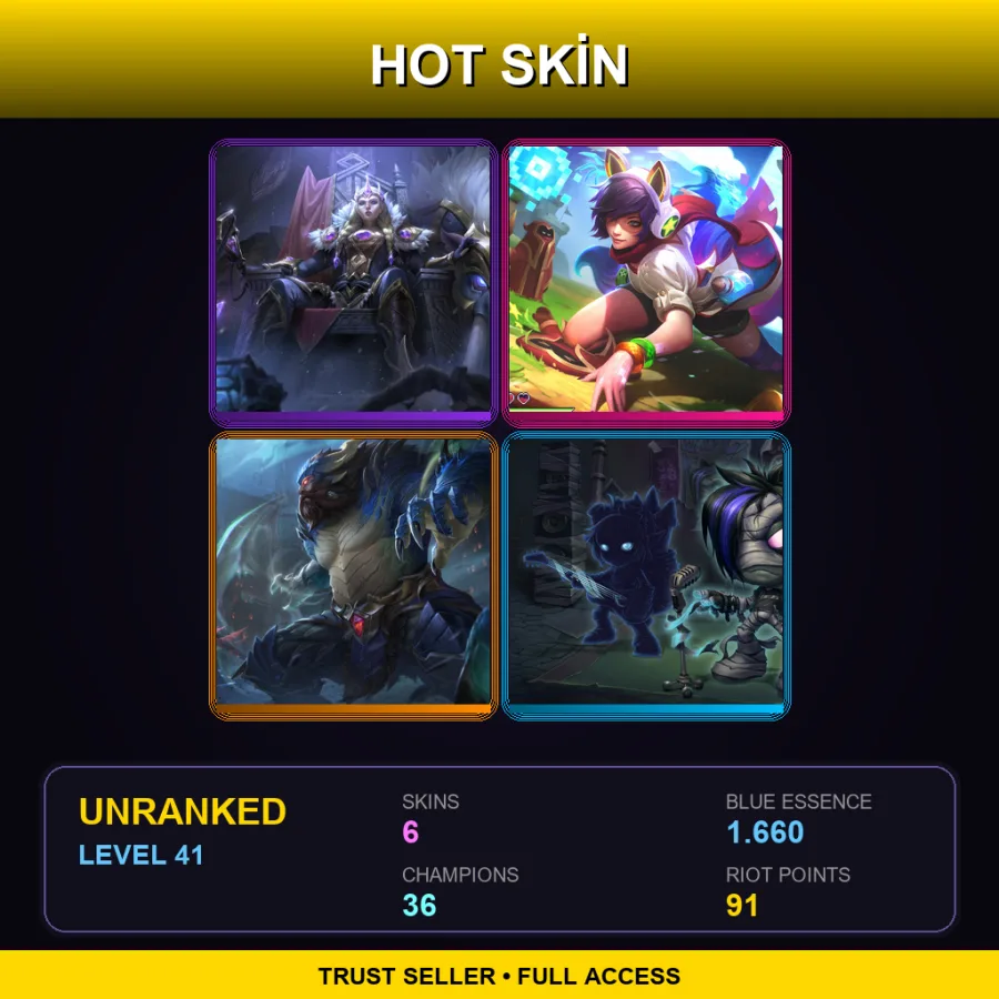 EUNE | Lv41 | Unranked | 6 Skin | 36 Champ — LoL account
