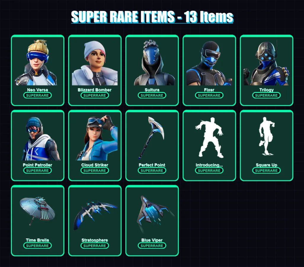 [PS4/PS5/XBOX/PC] | Neo Versa | Blizzard Bomber | Sultura | Fixer | Trilogy | 100 skin | 122 pickaxe | 74 emote | 102 glider | Lv1478 — Fortnite account